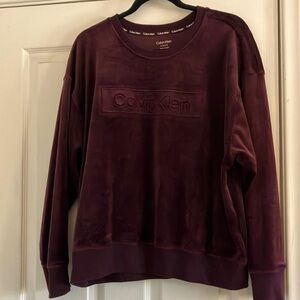 Burgundy Brown Velour Sweatshirt  Calvin Klein XL
